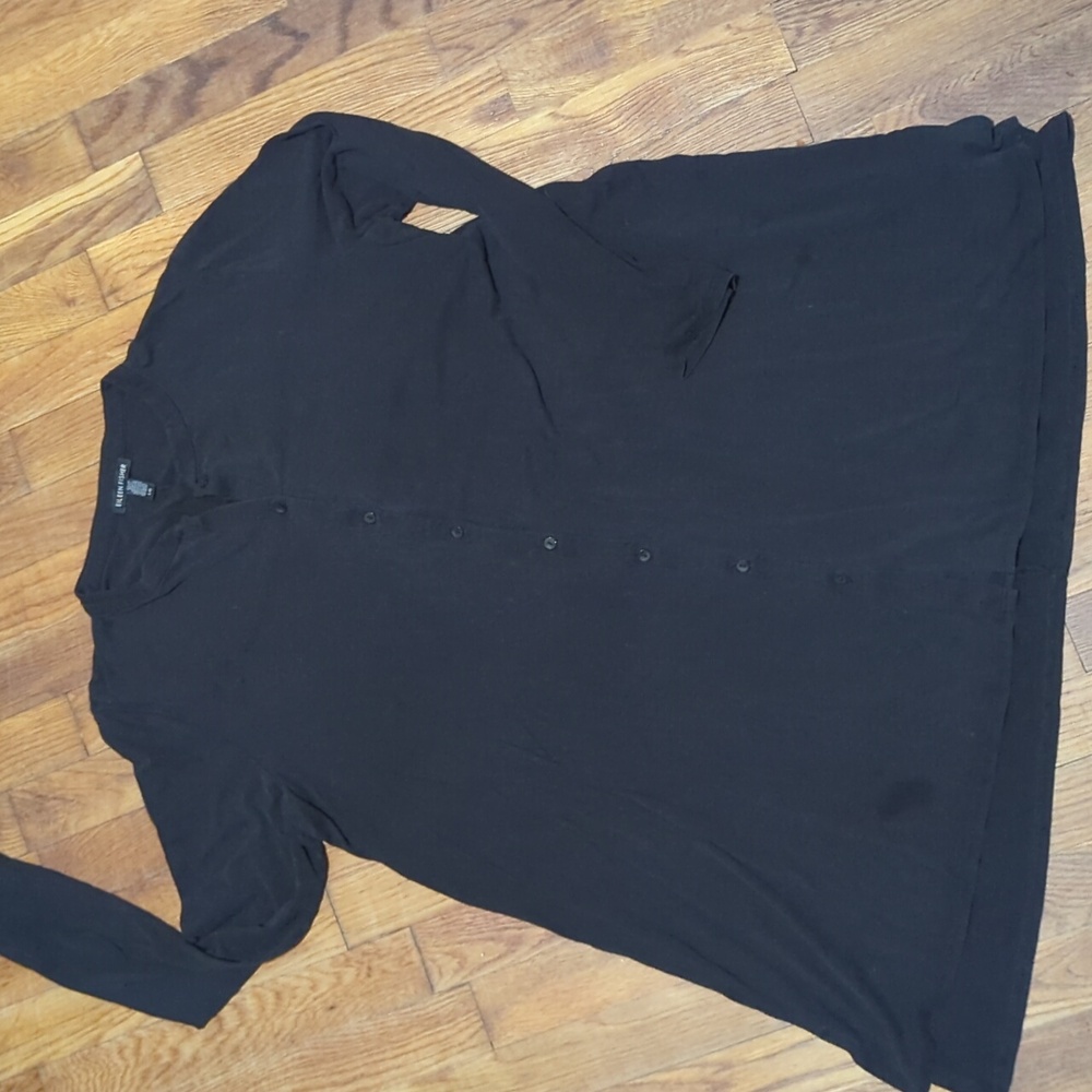 EILEEN FISHER Button Front LONG SLEEVE Tencel Tunic Top SZ L